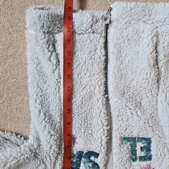 Disney Elsa Sherpa Jacket, Kids Winter Coat, Frozen Sequins Little Girl Coat - Picture 3 of 8